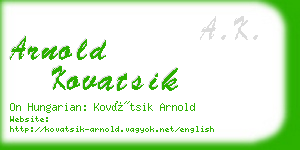 arnold kovatsik business card